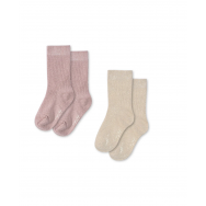 Zeķes, Glitter, 2 pāri, ROSE, OFF WHITE