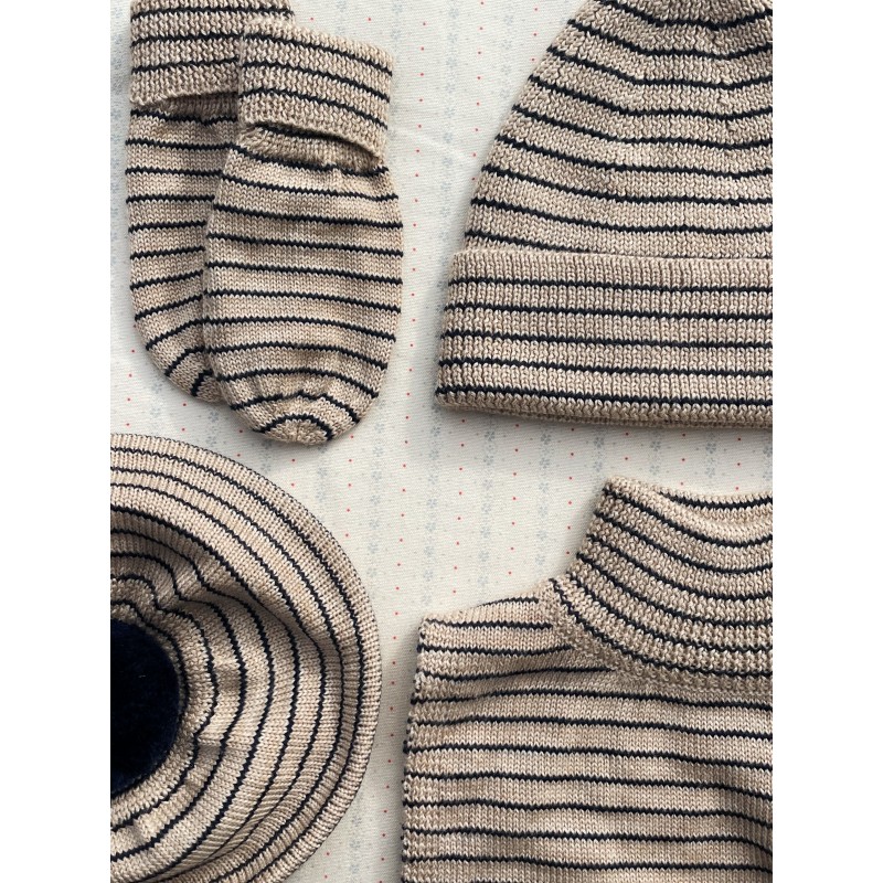 Merino vilnas cimdi, LOULI, stripe bluie 