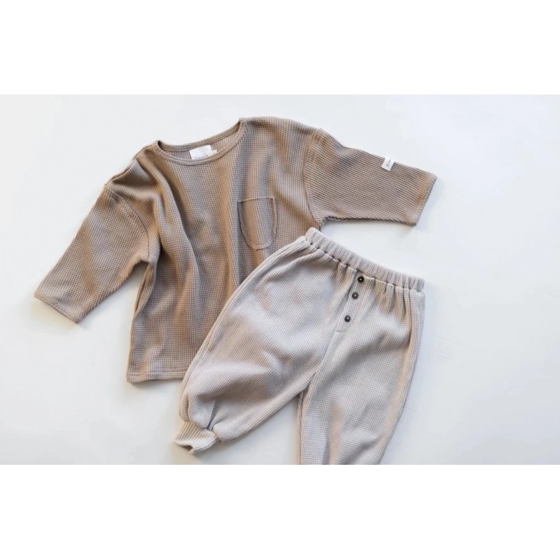 Vafeļu auduma bikses, Milk, KINDLY